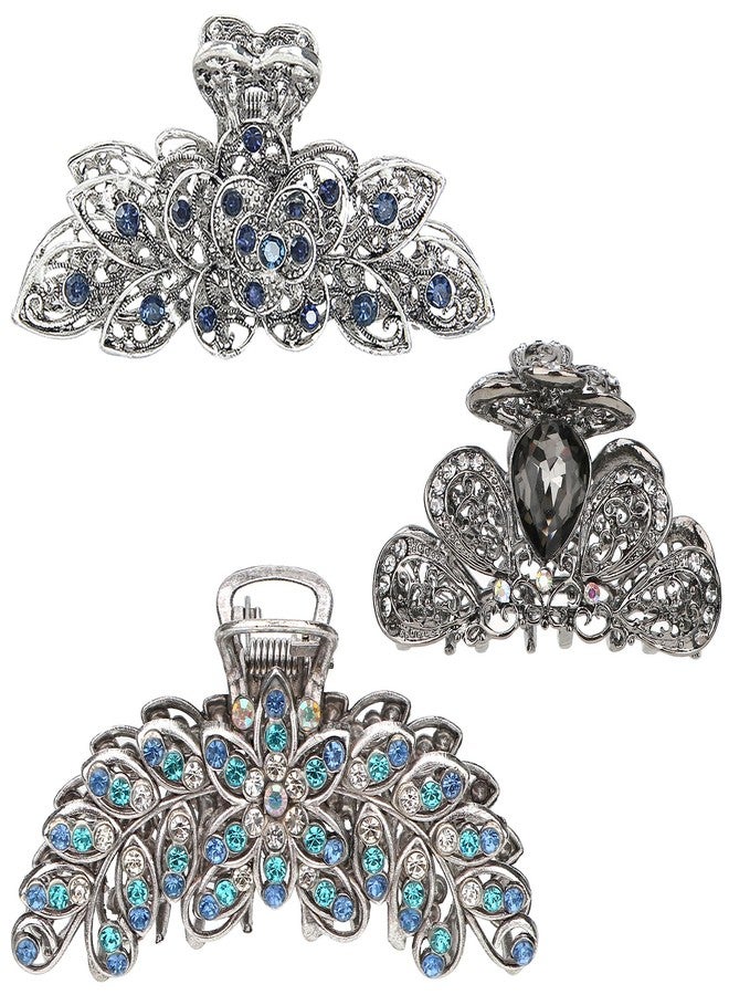 كيلوفلاي مجموعة مشابك شعر معدنية عتيقة من الكريستال من كيلوفلاي، 3 قطع، للشعر الطويل والكثيف - Image 1